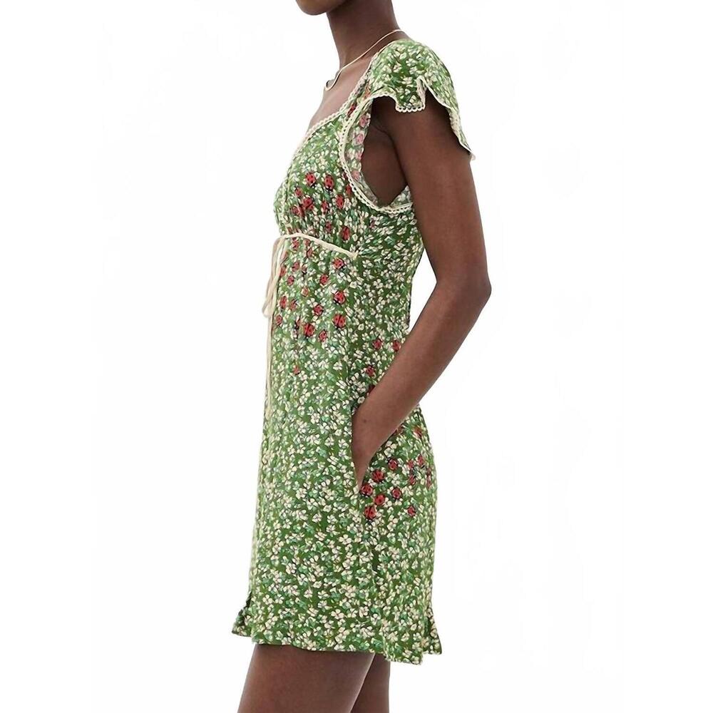 NEW FREE PEOPLE back road mini dress in forest green - Picture 3 of 4
